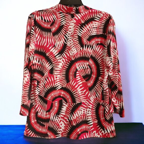 Premise Abstract Black/Pink/Tan/White Scoop Neck Women's Top Sz XL - Picture 2 of 7